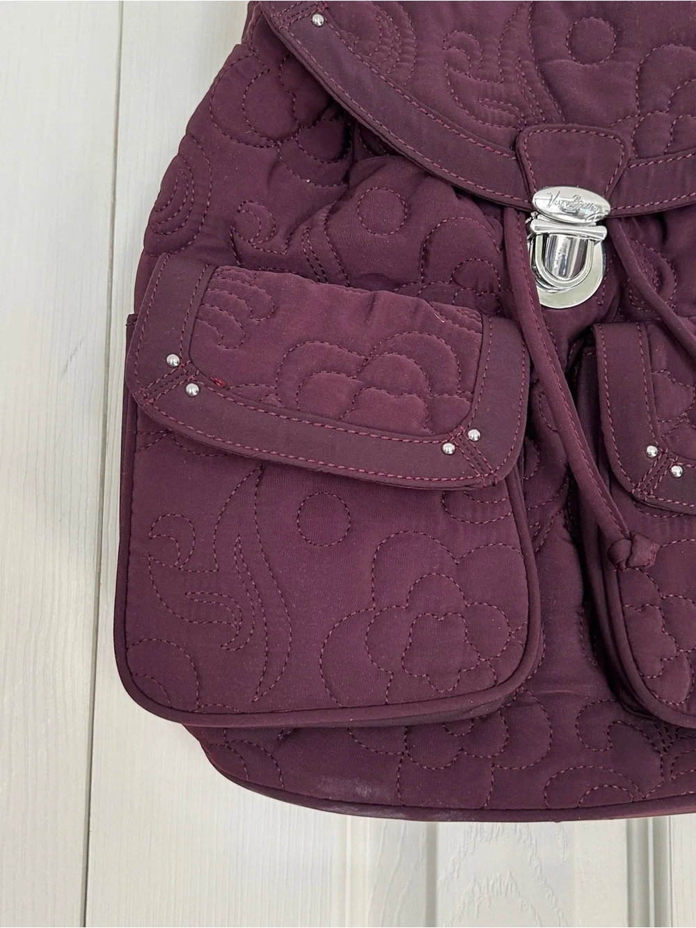 Vera Bradley Quilted Wine color Drawstring Backpack